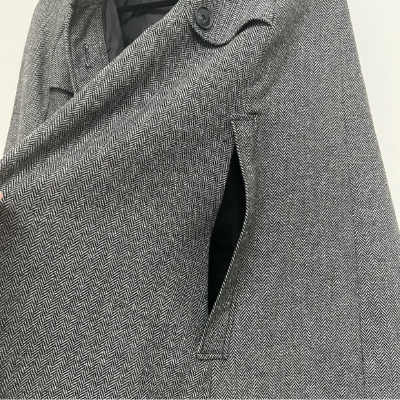 Dark Grey Herringbone Cape Single-breasted button Women's Size L/XL - Picture 7 of 10